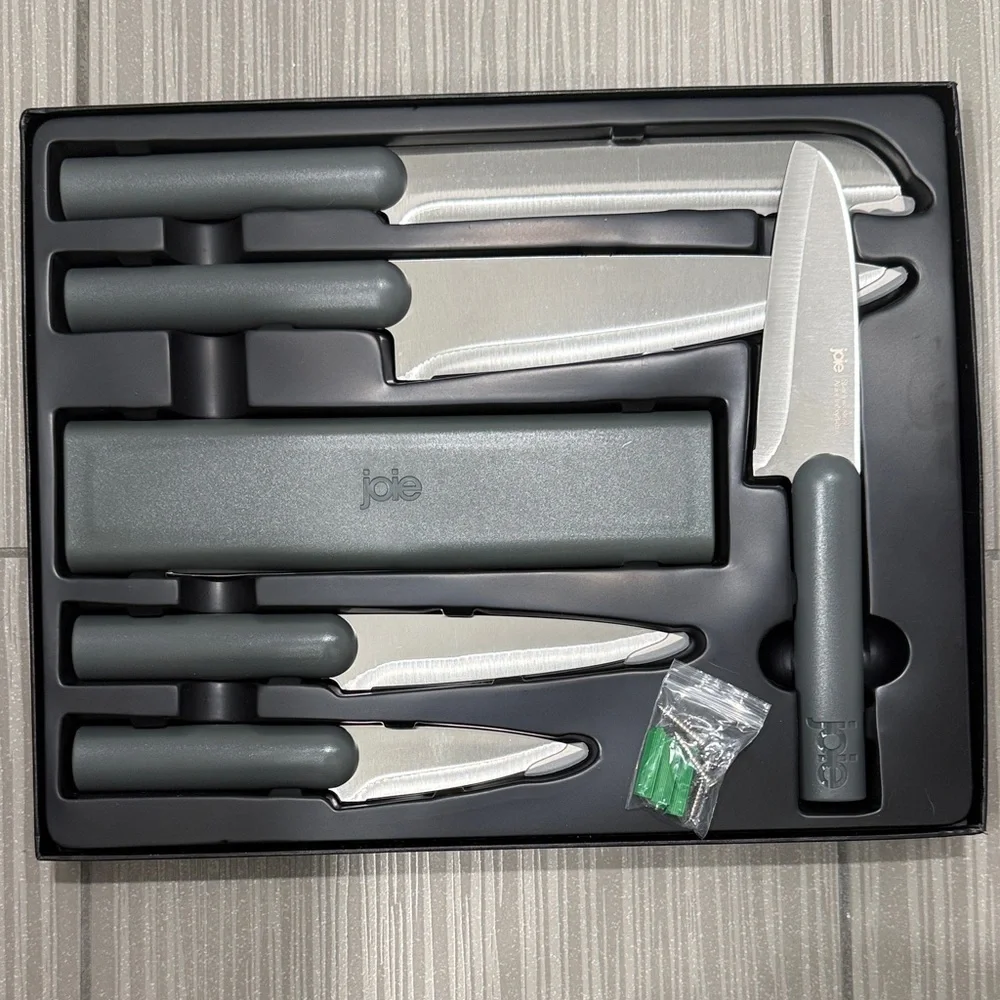 Joie 6-Piece Knife Set with Magnetic Holder - Brand New
